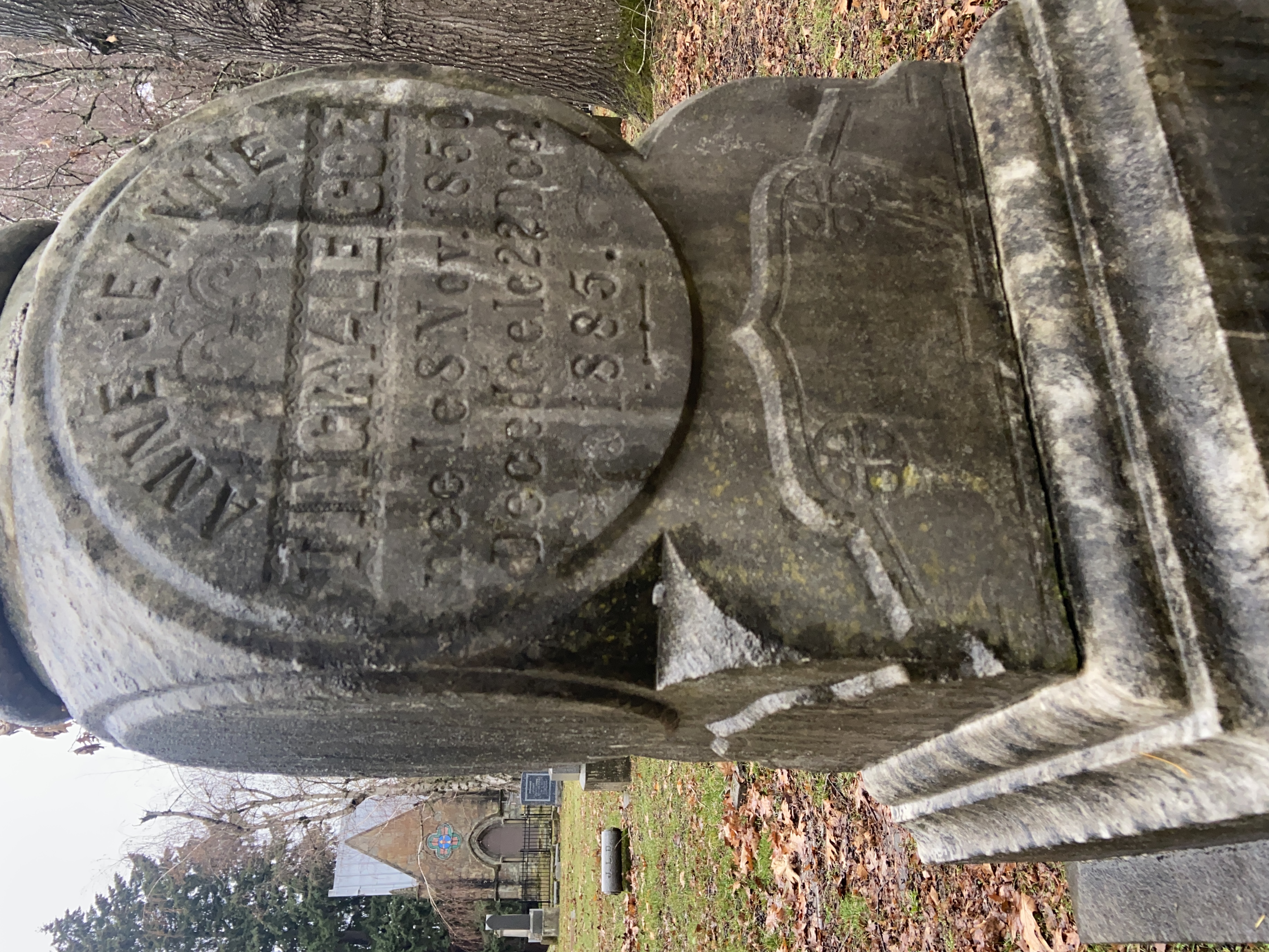 the vertical gravestone of Anne tingry-le coz
